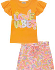 Conjunto de Blusa em Meia Malha e Short Saia em Malha Power 83518 Infanti Infantil Menina