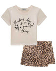 Conjunto de Blusa em Meia Malha e Short Saia em Molecotton 85586 Infanti Infantil Menina