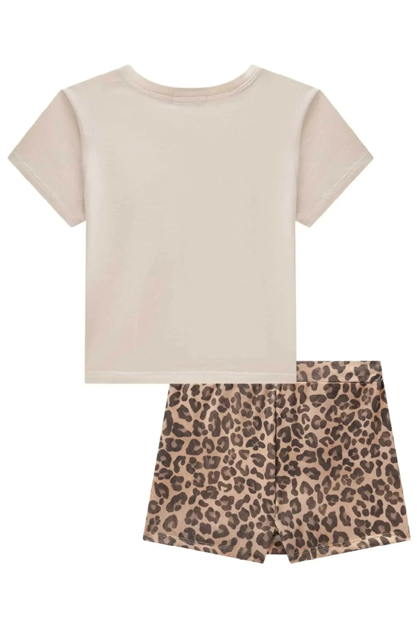 Conjunto de Blusa em Meia Malha e Short Saia em Molecotton 85586 Infanti Infantil Menina