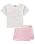 Conjunto de Blusa em Meia Malha e Short Saia em Molecotton 85586 Infanti Infantil Menina