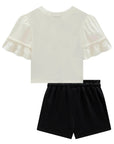 Conjunto de Blusa em Meia Malha e Short Saia em Molevisco 98719 Infanti Infantil Menina