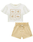 Conjunto de Blusa em Meia Malha e Shorts em Blend de Viscose com Elastano 96418 Infanti Infantil Menina