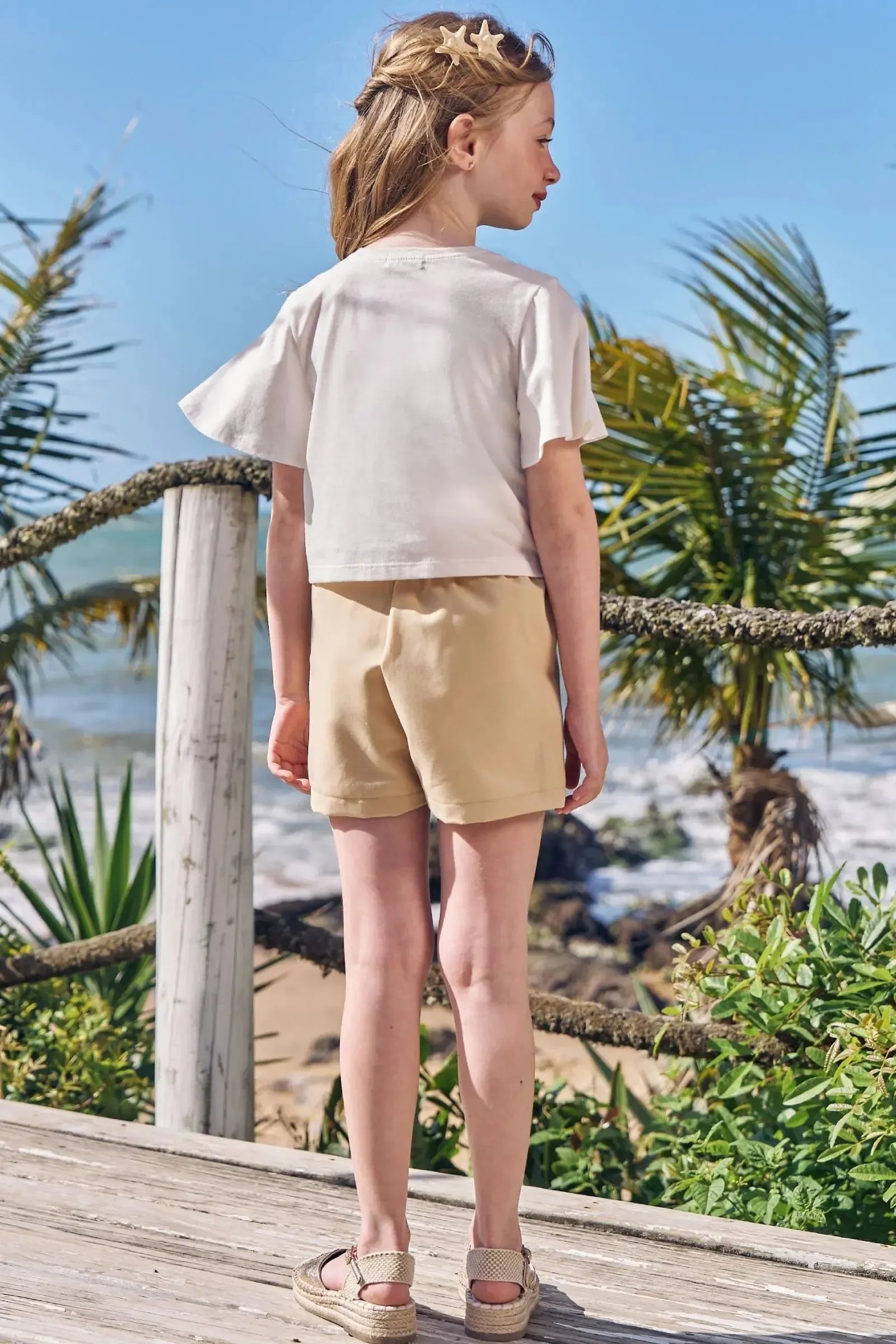 Conjunto de Blusa em Meia Malha e Shorts em Blend de Viscose com Elastano 96418 Infanti Infantil Menina