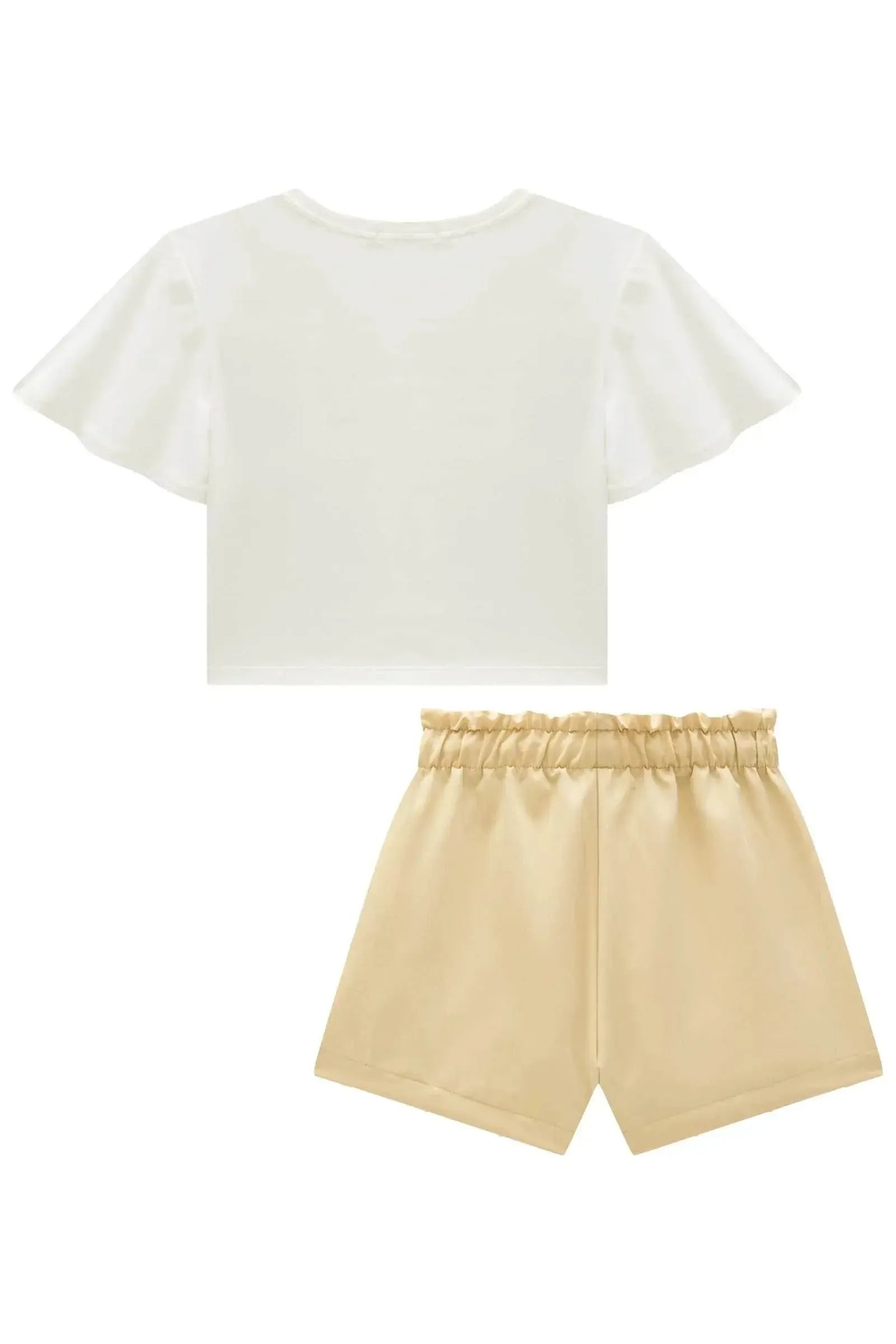 Conjunto de Blusa em Meia Malha e Shorts em Blend de Viscose com Elastano 96418 Infanti Infantil Menina
