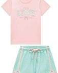 Conjunto de Blusa em Meia Malha e Shorts em Ergonomic 96330 Infanti Infantil Menina