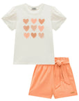 Conjunto de Blusa em Meia Malha e Shorts em Linho Santorine com Elastano 98902 Infanti Infantil Menina