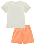 Conjunto de Blusa em Meia Malha e Shorts em Linho Santorine com Elastano 98902 Infanti Infantil Menina