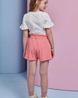 Conjunto de Blusa em Meia Malha e Shorts em Malha Enrugada 95551 Infanti Infantil Menina
