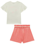 Conjunto de Blusa em Meia Malha e Shorts em Malha Enrugada 95551 Infanti Infantil Menina