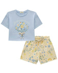 Conjunto de Blusa em Meia Malha e Shorts em Molecotton 94944 Infanti Infantil Menina