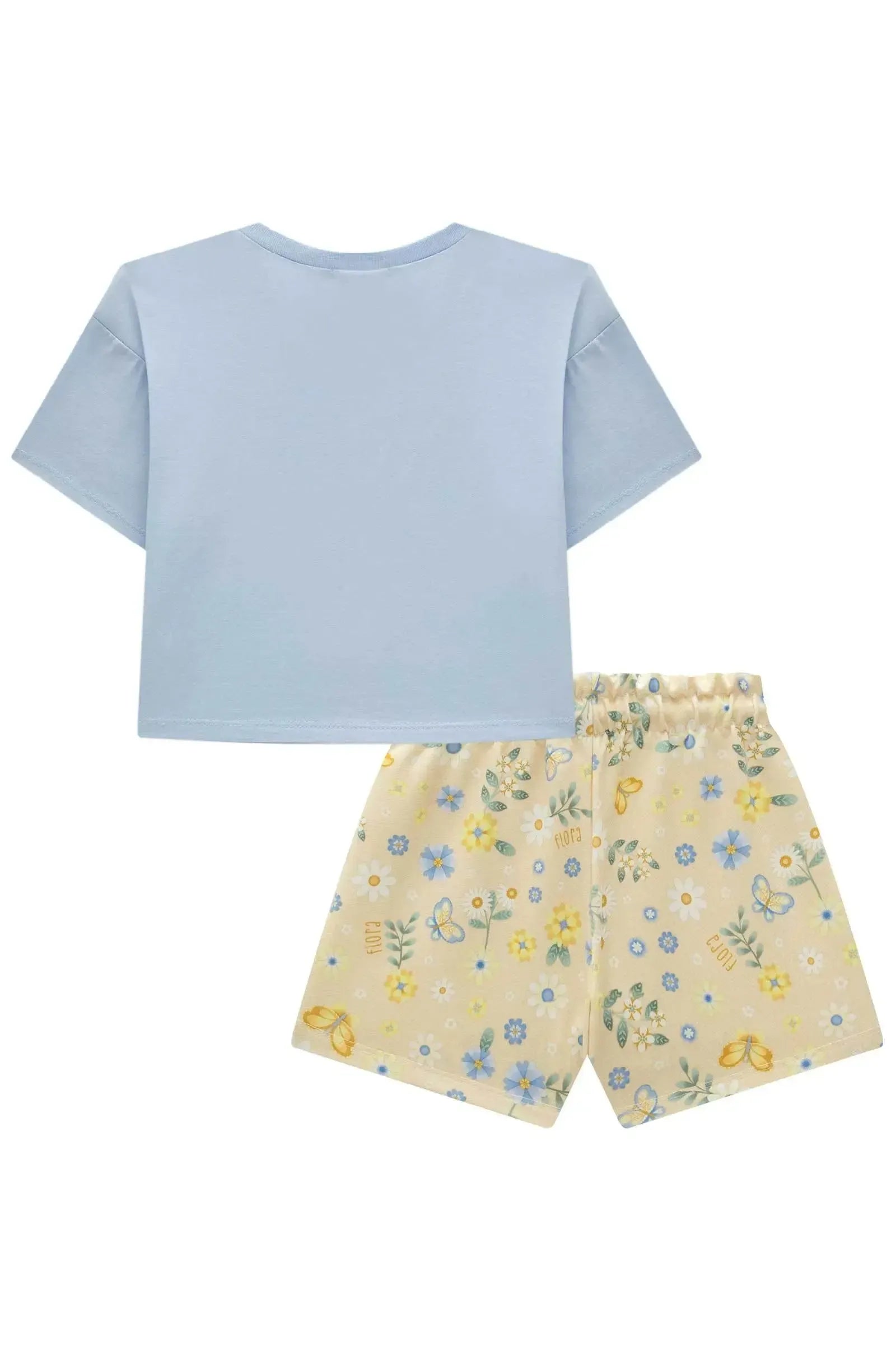 Conjunto de Blusa em Meia Malha e Shorts em Molecotton 94944 Infanti Infantil Menina