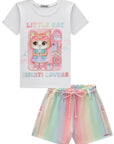 Conjunto de Blusa em Meia Malha e Shorts em Molecotton 95682 Infanti Infantil Menina