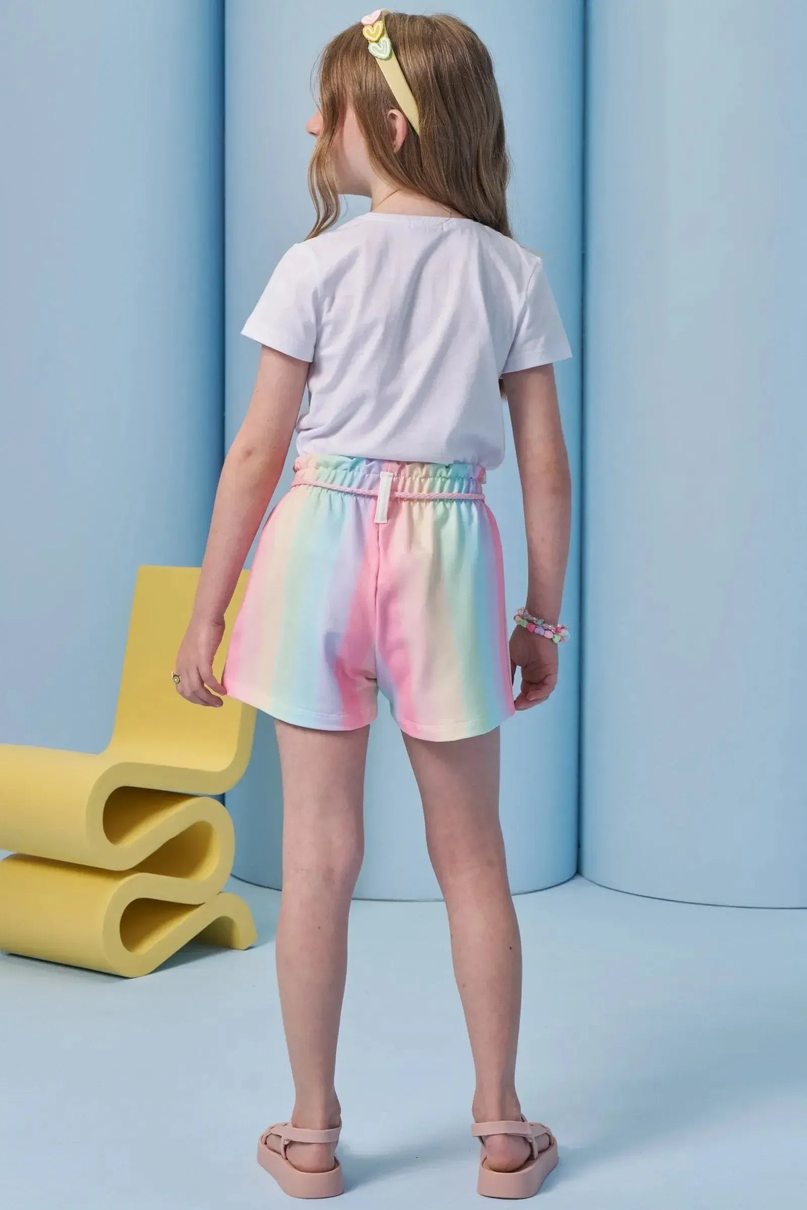 Conjunto de Blusa em Meia Malha e Shorts em Molecotton 95682 Infanti Infantil Menina
