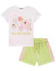 Conjunto de Blusa em Meia Malha e Shorts em Molecotton 99134 Infanti Infantil Menina