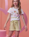 Conjunto de Blusa em Meia Malha e Shorts em Molecotton 99134 Infanti Infantil Menina