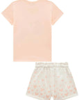 Conjunto de Blusa em Meia Malha e Shorts em Moletom Linho sem Pelúcia 96345 Infanti Infantil Menina