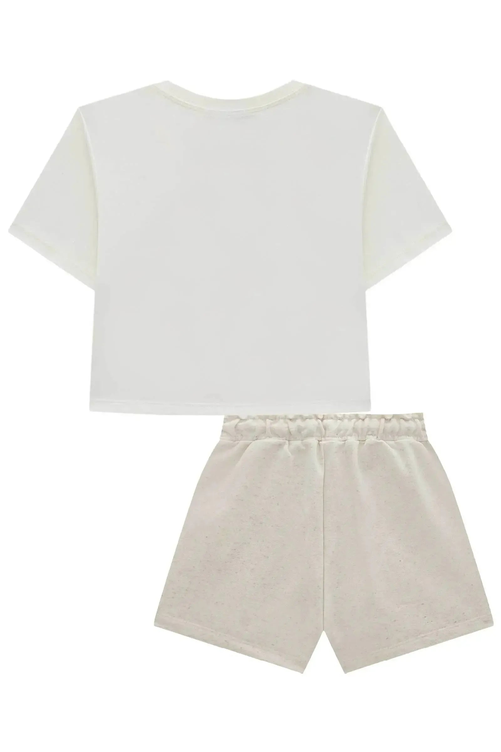 Conjunto de Blusa em Meia Malha e Shorts em Moletom Linho sem Pelúcia 96365 Infanti Infantil Menina