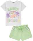 Conjunto de Blusa em Meia Malha e Shorts em Moletom sem Pelúcia 83455 Infanti Infantil Menina