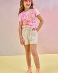 Conjunto de Blusa em Meia Malha e Shorts em Moletom sem Pelúcia 83455 Infanti Infantil Menina