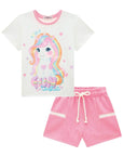 Conjunto de Blusa em Meia Malha e Shorts em Moletom sem Pelúcia 86641 Infanti Infantil Menina