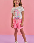 Conjunto de Blusa em Meia Malha e Shorts em Moletom sem Pelúcia 86641 Infanti Infantil Menina