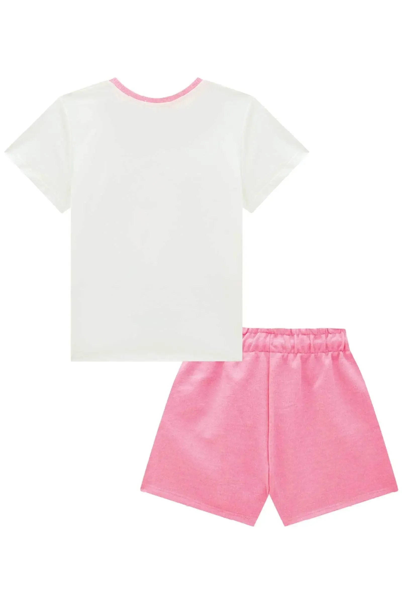 Conjunto de Blusa em Meia Malha e Shorts em Moletom sem Pelúcia 86641 Infanti Infantil Menina