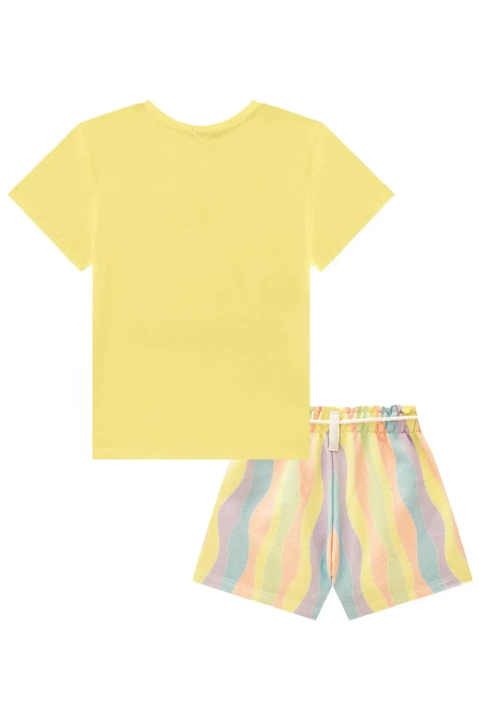Conjunto de Blusa em Meia Malha e Shorts em Moletom sem Pelúcia 86898 Infanti Infantil Menina