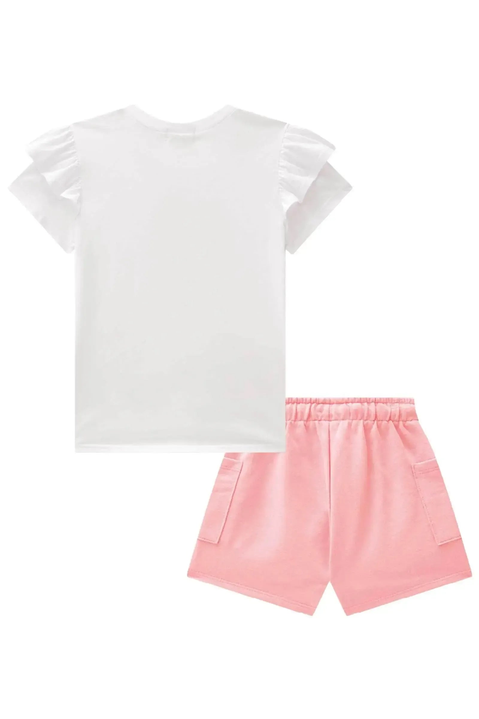 Conjunto de Blusa em Meia Malha e Shorts em Moletom sem Pelúcia 87769 Infanti Infantil Menina