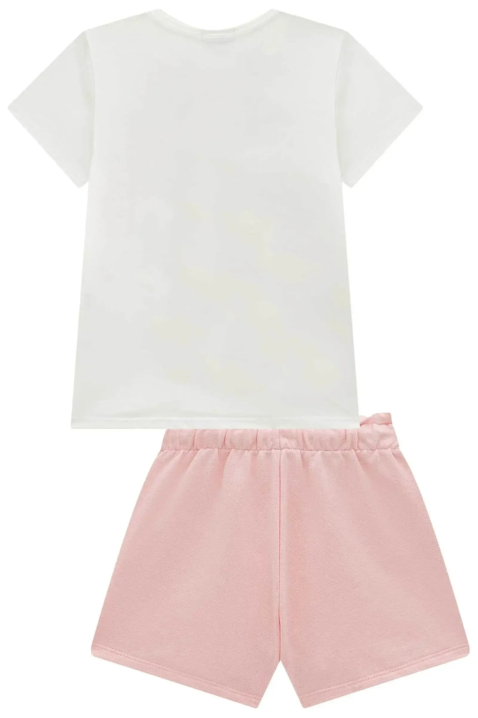 Conjunto de Blusa em Meia Malha e Shorts em Moletom sem Pelúcia 93269 Infanti Infantil Menina