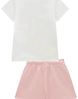 Conjunto de Blusa em Meia Malha e Shorts em Moletom sem Pelúcia 93269 Infanti Infantil Menina