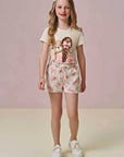 Conjunto de Blusa em Meia Malha e Shorts em Moletom sem Pelúcia 93393 Infanti Infantil Menina