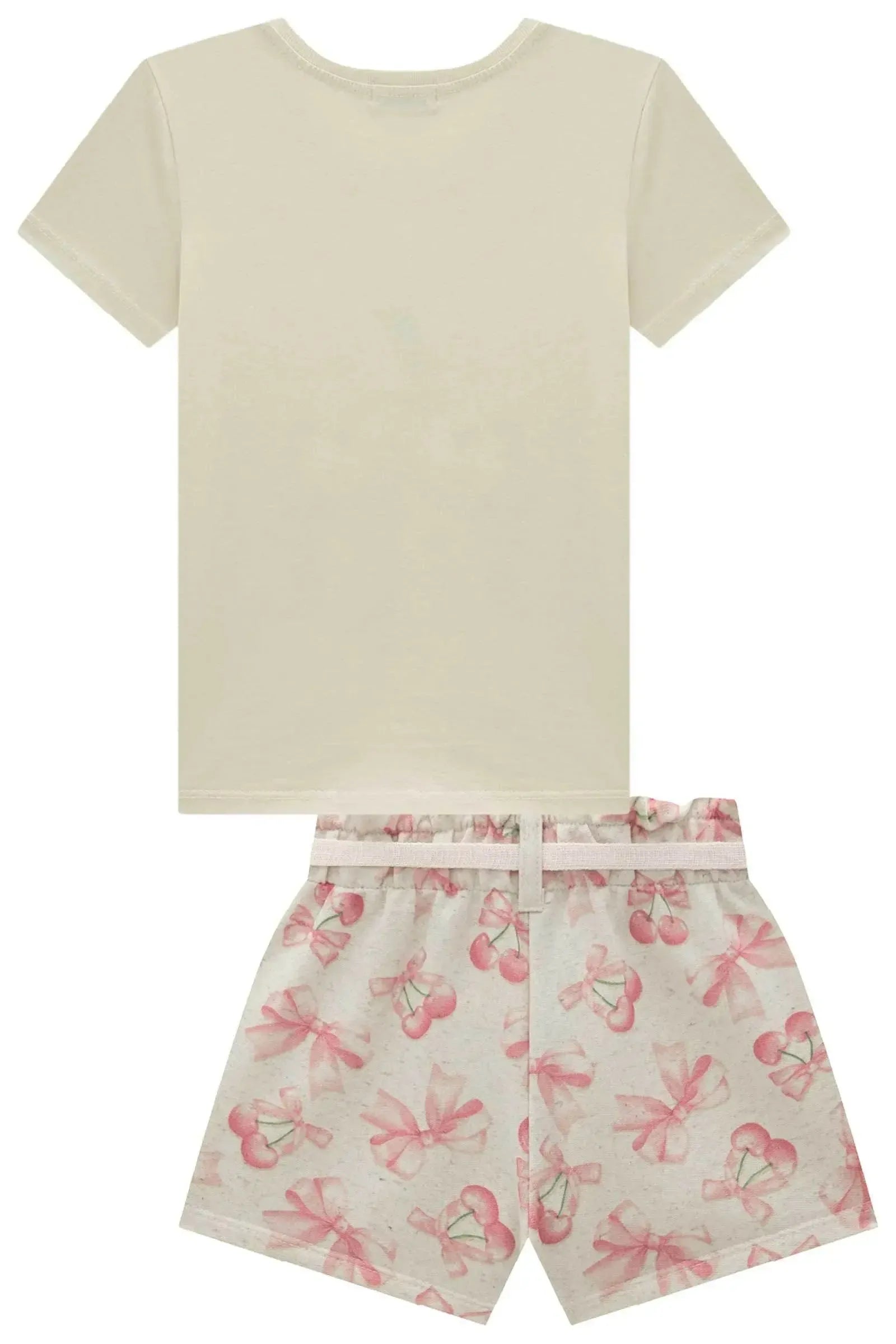 Conjunto de Blusa em Meia Malha e Shorts em Moletom sem Pelúcia 93393 Infanti Infantil Menina