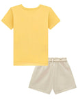 Conjunto de Blusa em Meia Malha e Shorts em Moletom sem Pelúcia 94932 Infanti Infantil Menina