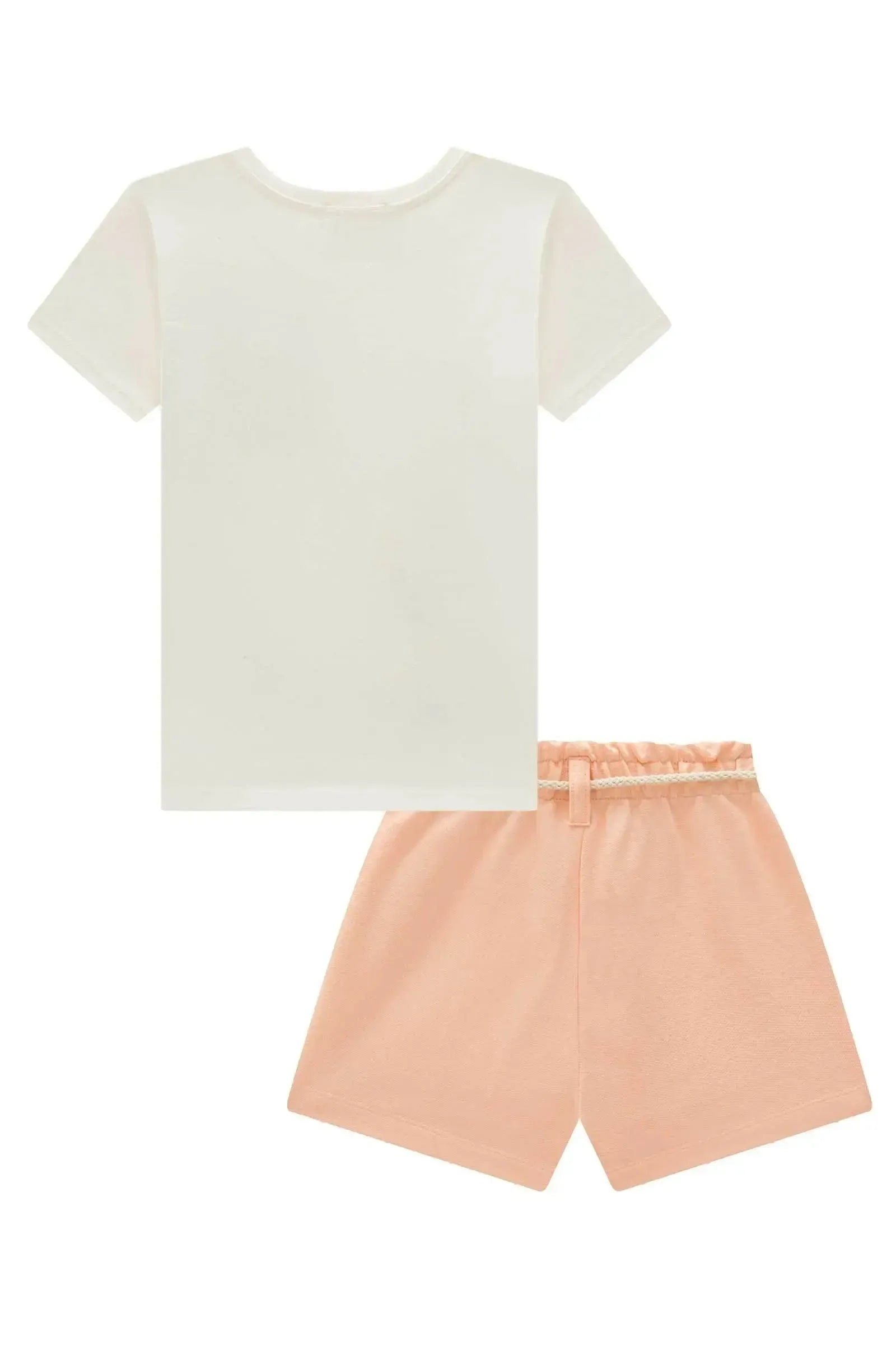 Conjunto de Blusa em Meia Malha e Shorts em Moletom sem Pelúcia 94942 Infanti Infantil Menina