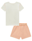 Conjunto de Blusa em Meia Malha e Shorts em Moletom sem Pelúcia 94942 Infanti Infantil Menina