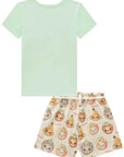 Conjunto de Blusa em Meia Malha e Shorts em Moletom sem Pelúcia 95370 Infanti Infantil Menina