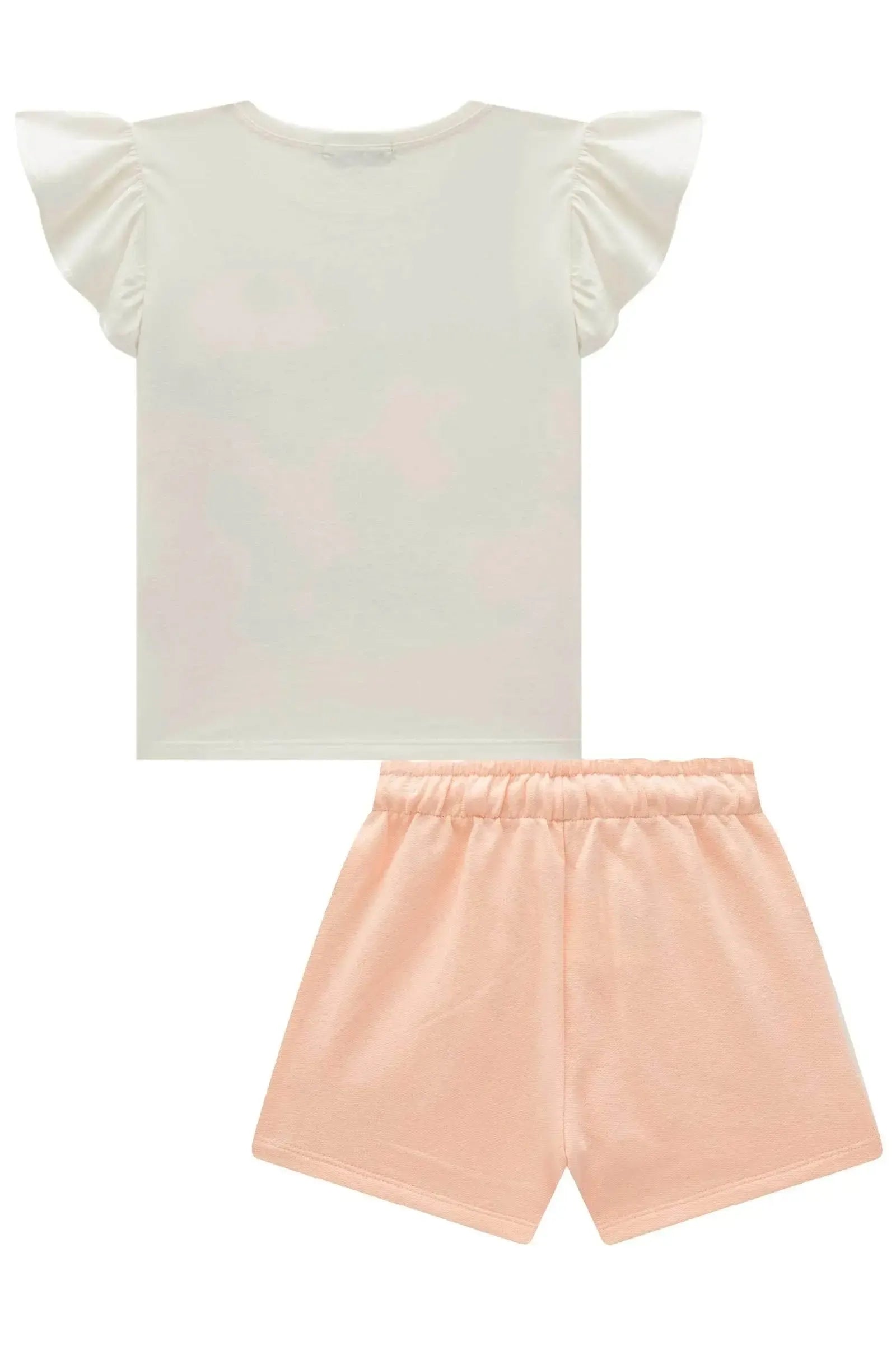 Conjunto de Blusa em Meia Malha e Shorts em Moletom sem Pelúcia 95412 Infanti Infantil Menina