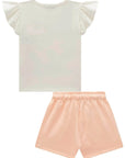 Conjunto de Blusa em Meia Malha e Shorts em Moletom sem Pelúcia 95412 Infanti Infantil Menina