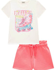 Conjunto de Blusa em Meia Malha e Shorts em Moletom sem Pelúcia 95558 Infanti Infantil Menina