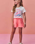 Conjunto de Blusa em Meia Malha e Shorts em Moletom sem Pelúcia 95558 Infanti Infantil Menina