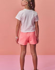 Conjunto de Blusa em Meia Malha e Shorts em Moletom sem Pelúcia 95558 Infanti Infantil Menina