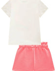 Conjunto de Blusa em Meia Malha e Shorts em Moletom sem Pelúcia 95558 Infanti Infantil Menina