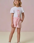 Conjunto de Blusa em Meia Malha e Shorts em Moletom sem Pelúcia 96267 Infanti Infantil Menina