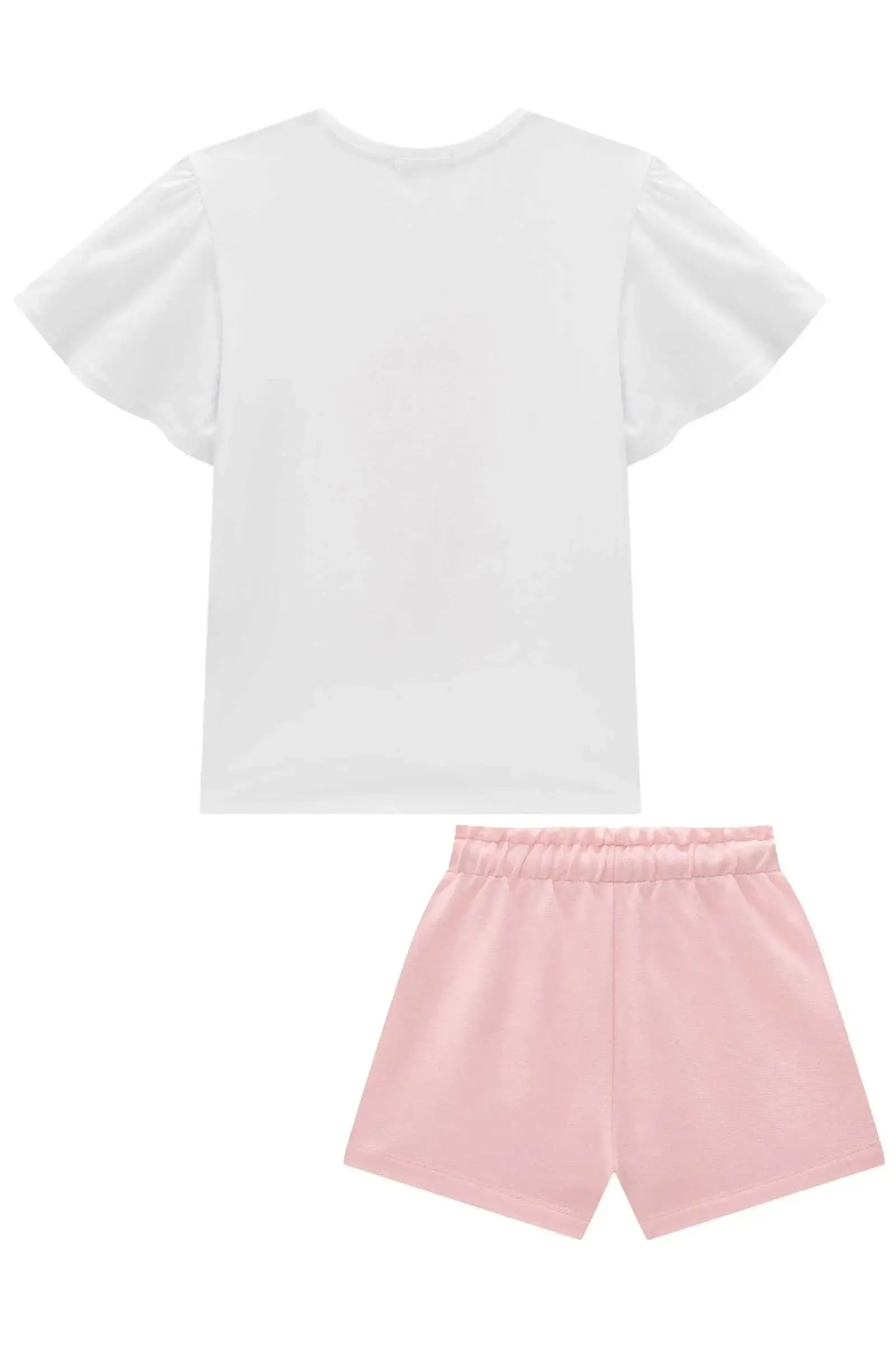 Conjunto de Blusa em Meia Malha e Shorts em Moletom sem Pelúcia 96267 Infanti Infantil Menina