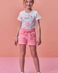 Conjunto de Blusa em Meia Malha e Shorts em Moletom sem Pelúcia 98355 Infanti Infantil Menina