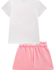 Conjunto de Blusa em Meia Malha e Shorts em Moletom sem Pelúcia 98355 Infanti Infantil Menina
