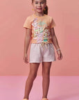 Conjunto de Blusa em Meia Malha e Shorts em Moletom sem Pelúcia 98372 Infanti Infantil Menina