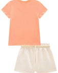 Conjunto de Blusa em Meia Malha e Shorts em Moletom sem Pelúcia 98372 Infanti Infantil Menina