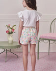 Conjunto de Blusa em Meia Malha e Shorts em Moletom sem Pelúcia 98589 Infanti Infantil Menina