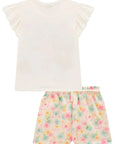 Conjunto de Blusa em Meia Malha e Shorts em Moletom sem Pelúcia 98589 Infanti Infantil Menina